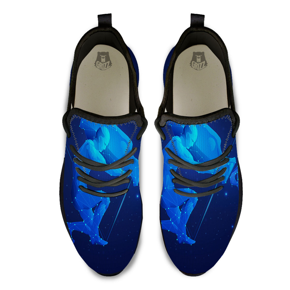 Astrological And Aquarius Signs Print Black Athletic Shoes-grizzshop