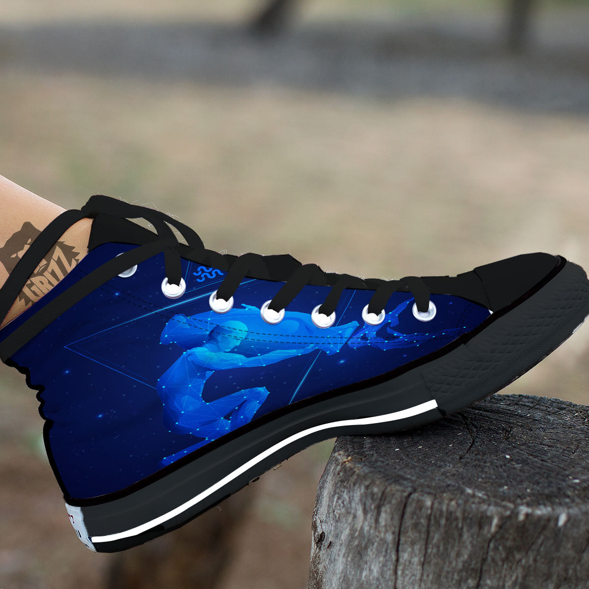 Astrological And Aquarius Signs Print Black High Top Shoes-grizzshop