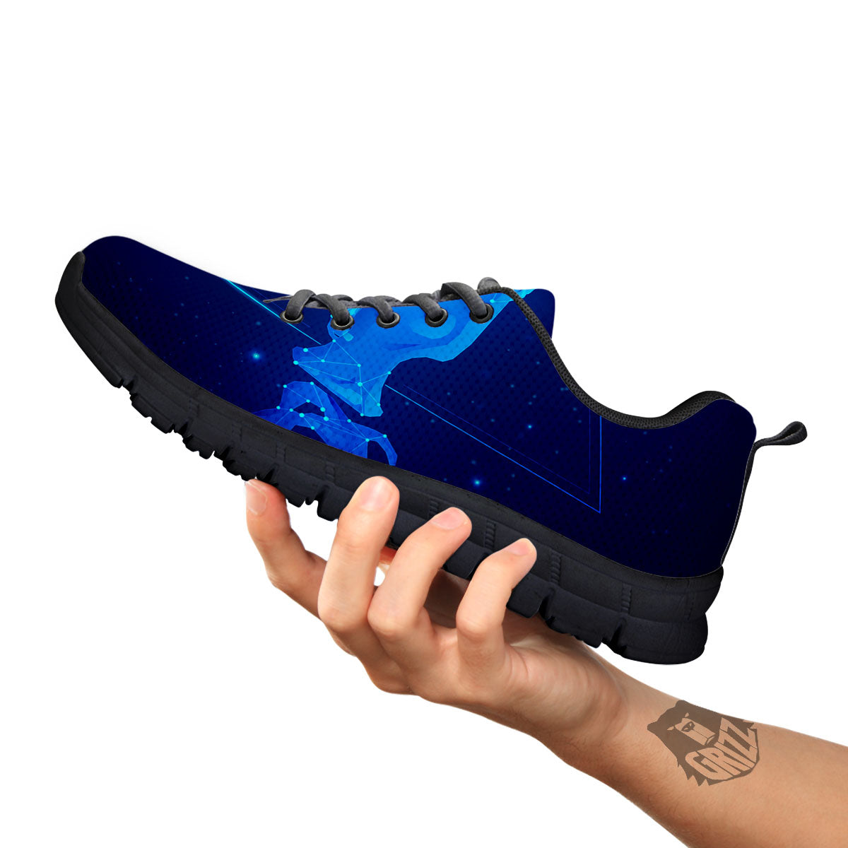 Astrological And Aquarius Signs Print Black Sneaker-grizzshop