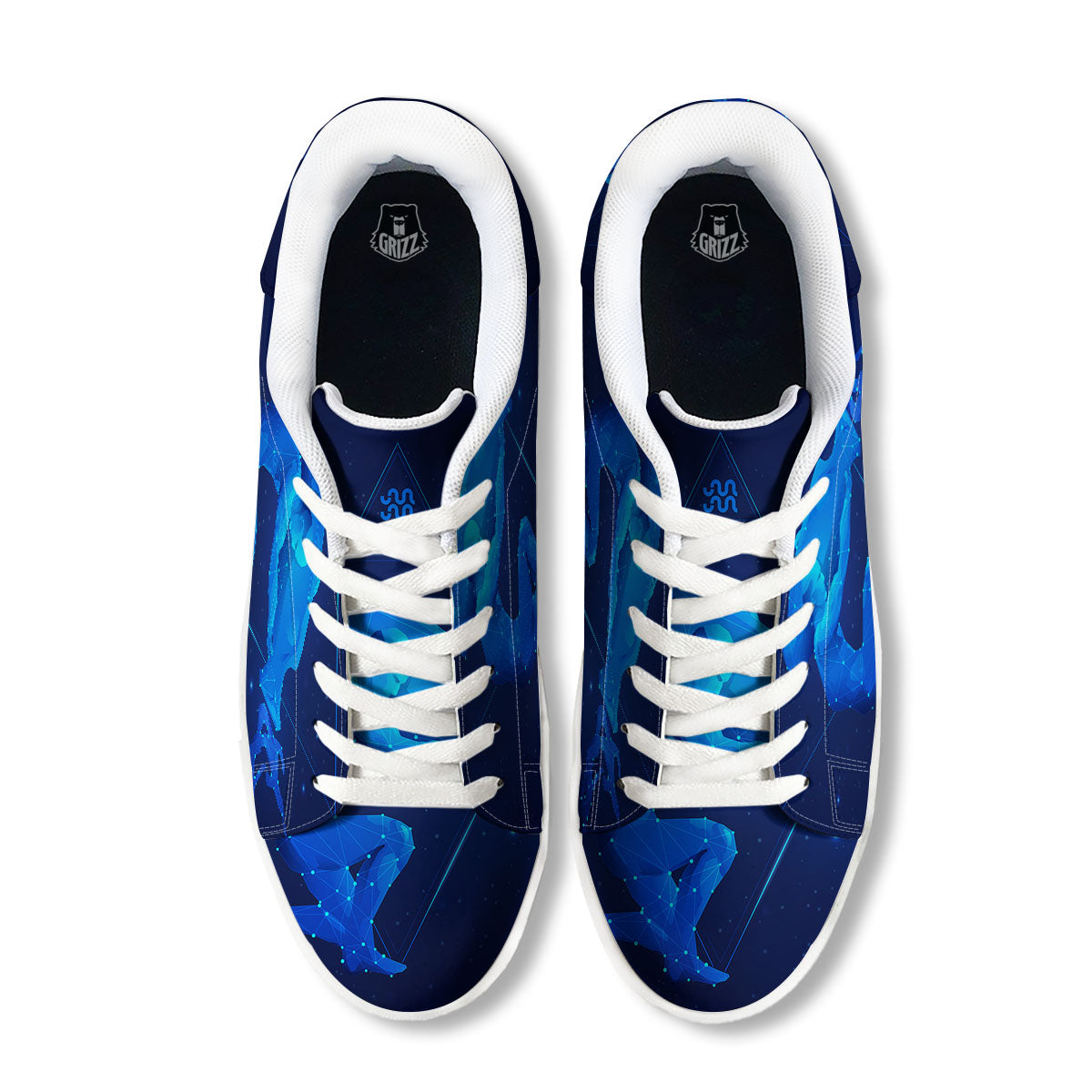 Astrological And Aquarius Signs Print White Low Top Sneakers-grizzshop