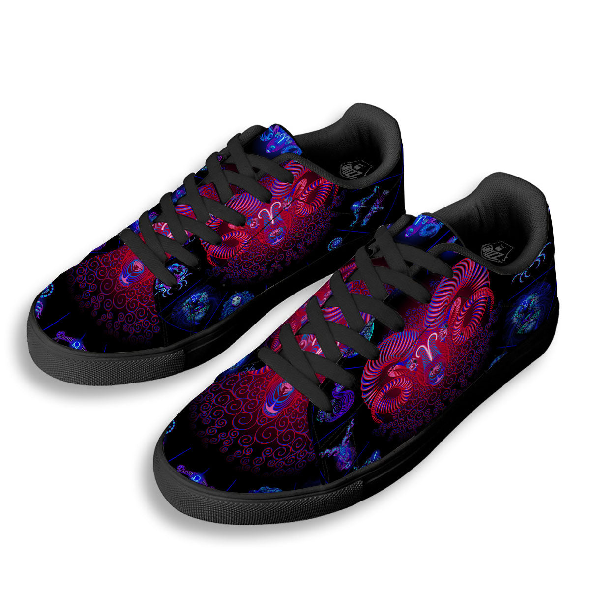 Astrological And Aries Signs Print Black Low Top Sneakers-grizzshop