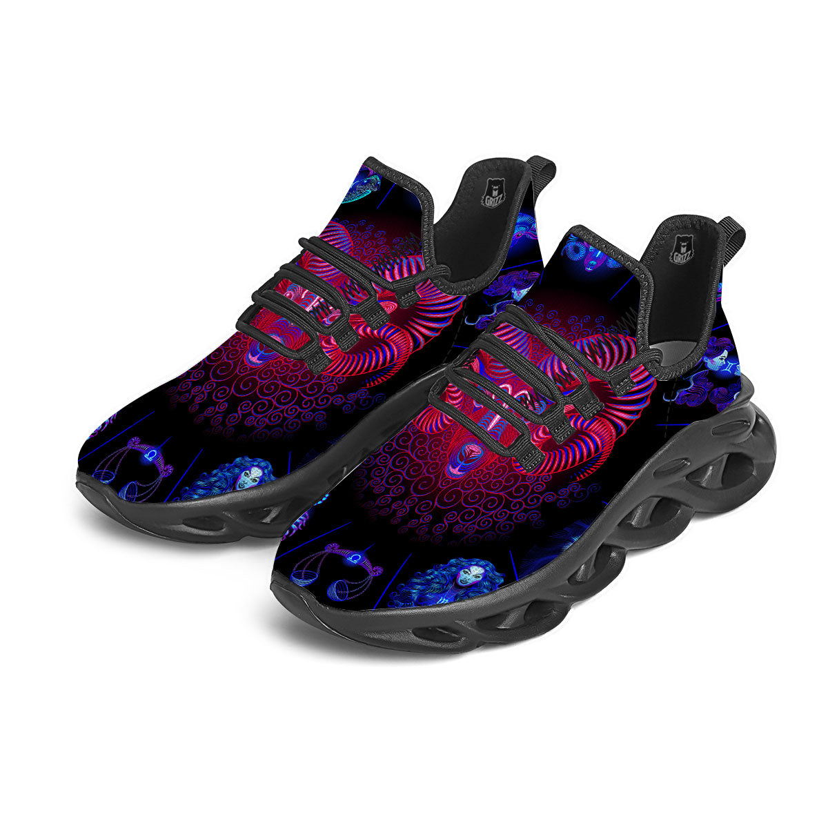 Astrological And Aries Signs Print Black Running Shoes-grizzshop
