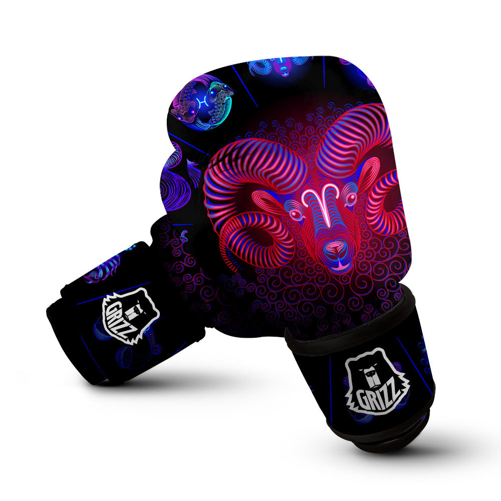 Astrological And Aries Signs Print Boxing Gloves-grizzshop