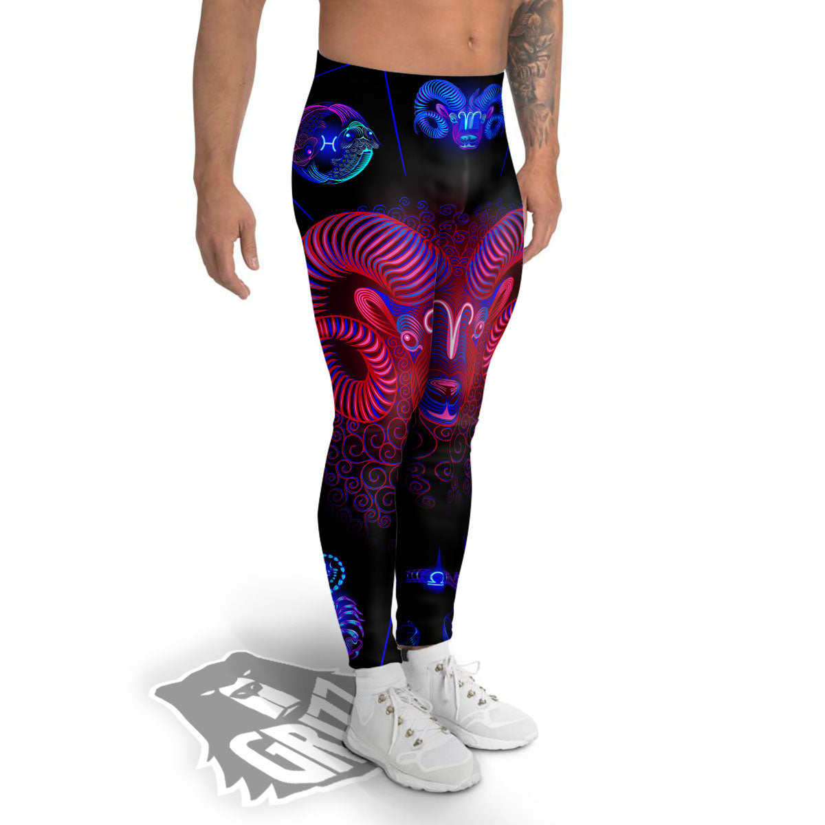 Astrological And Aries Signs Print Men's Leggings-grizzshop