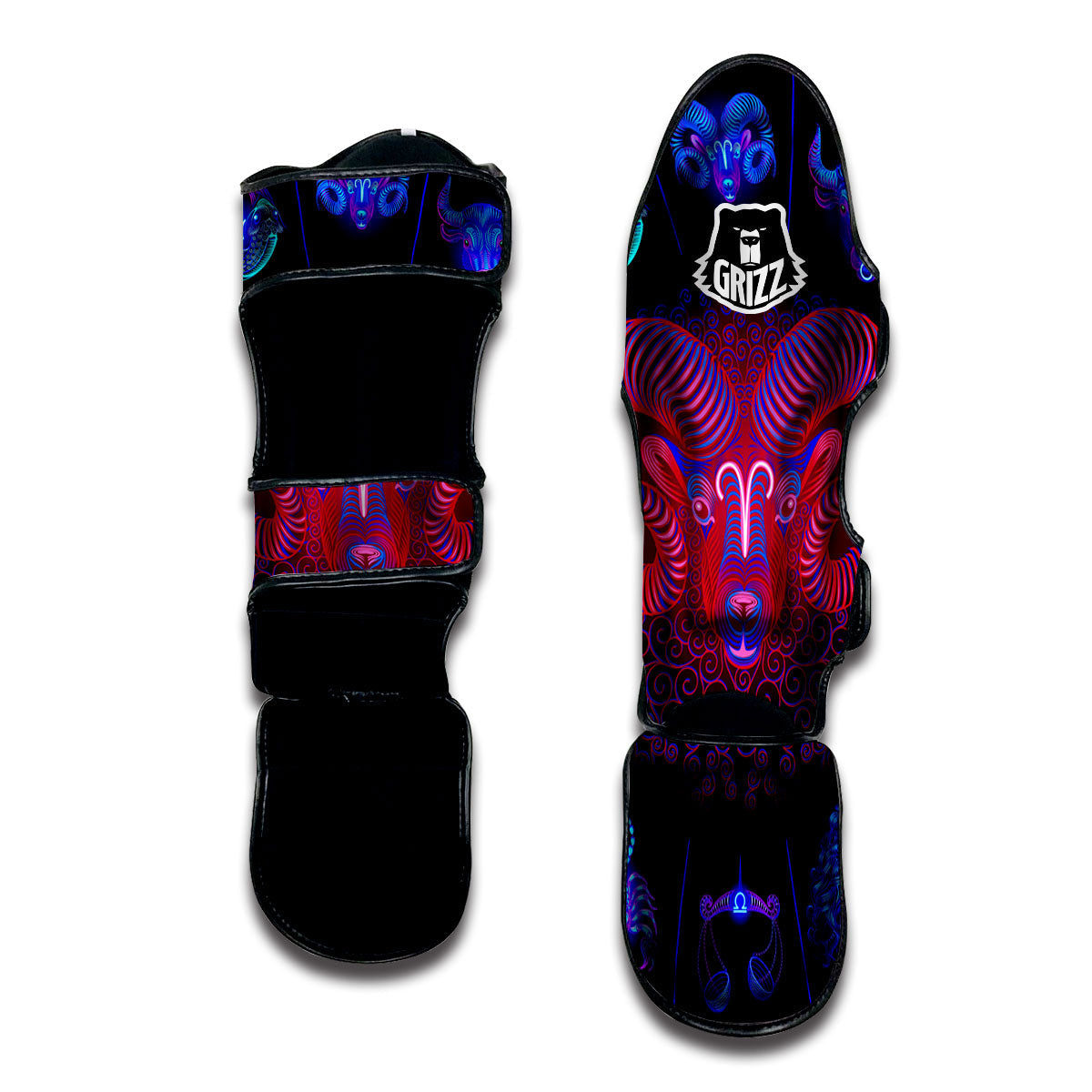 Astrological And Aries Signs Print Muay Thai Shin Guards-grizzshop
