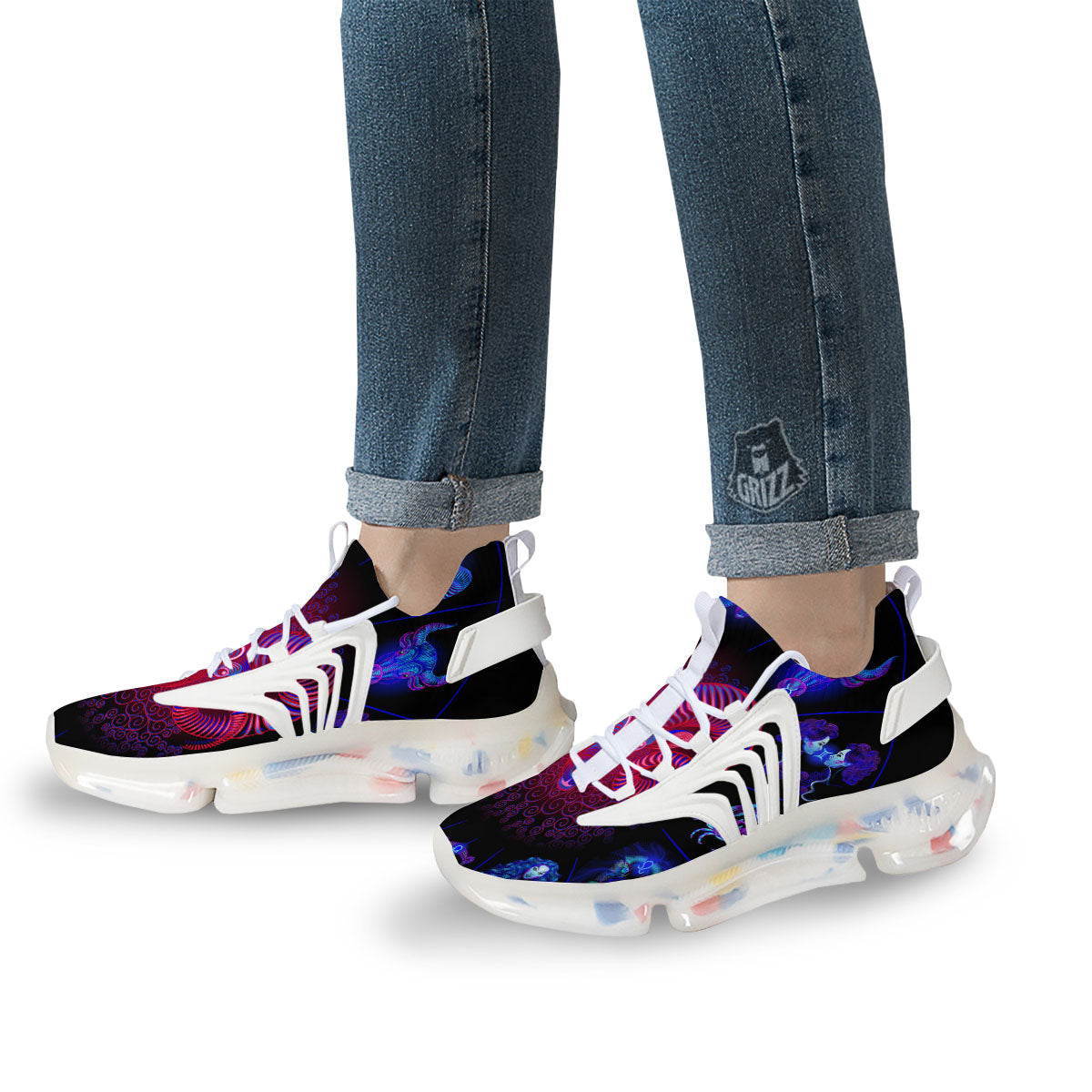 Astrological And Aries Signs Print White Gym Shoes-grizzshop
