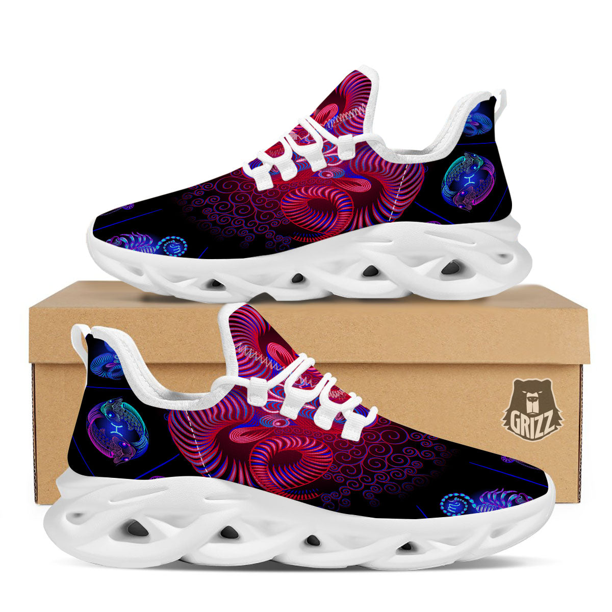 Astrological And Aries Signs Print White Running Shoes-grizzshop