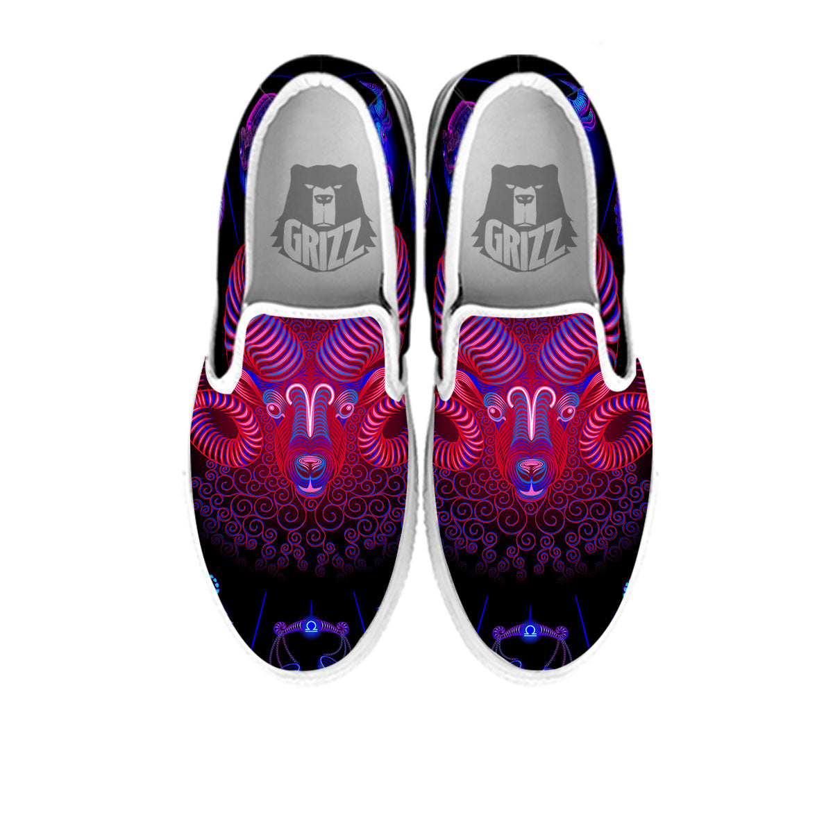 Astrological And Aries Signs Print White Slip On Shoes-grizzshop
