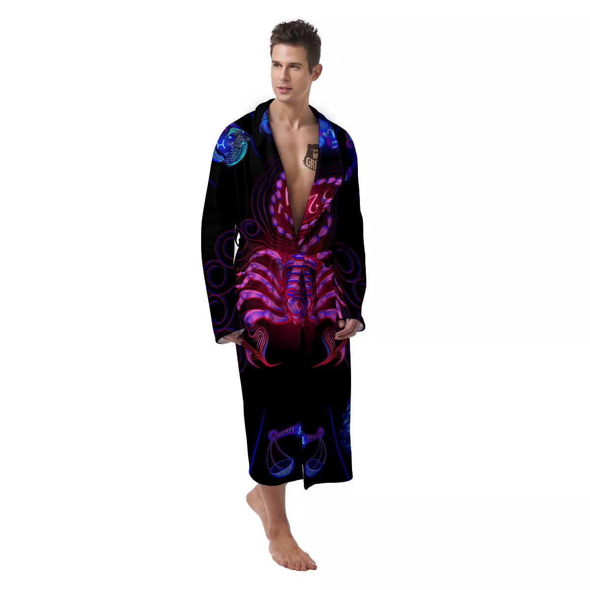 Astrological And Scorpio Signs Print Men's Robe-grizzshop