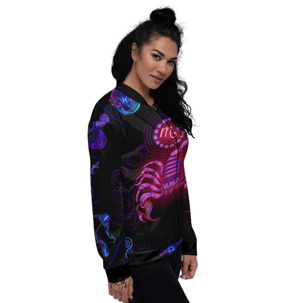 Astrological And Scorpio Signs Print Women's Bomber Jacket-grizzshop