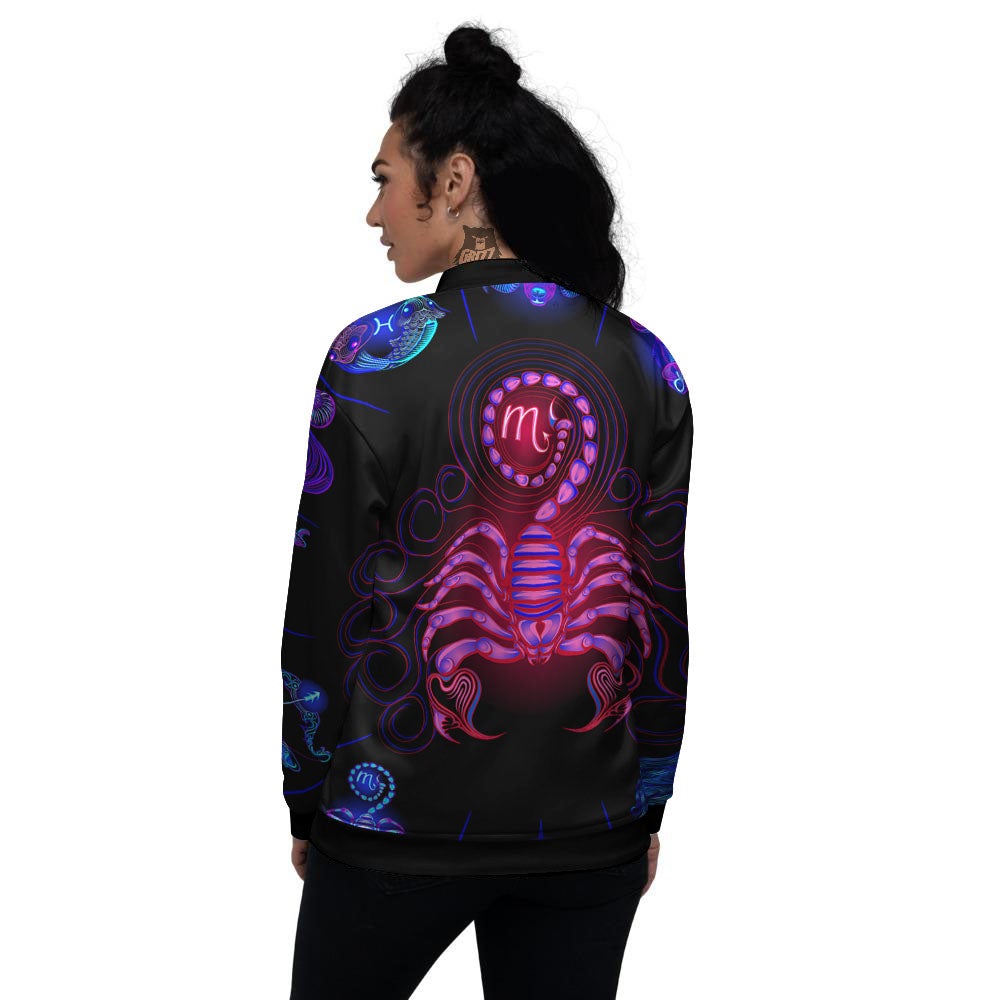 Astrological And Scorpio Signs Print Women's Bomber Jacket-grizzshop