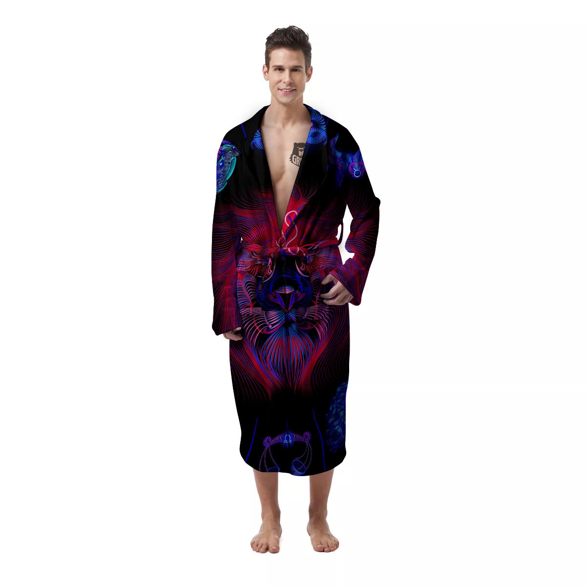 Astrological Leo Signs Leo Print Men's Robe-grizzshop