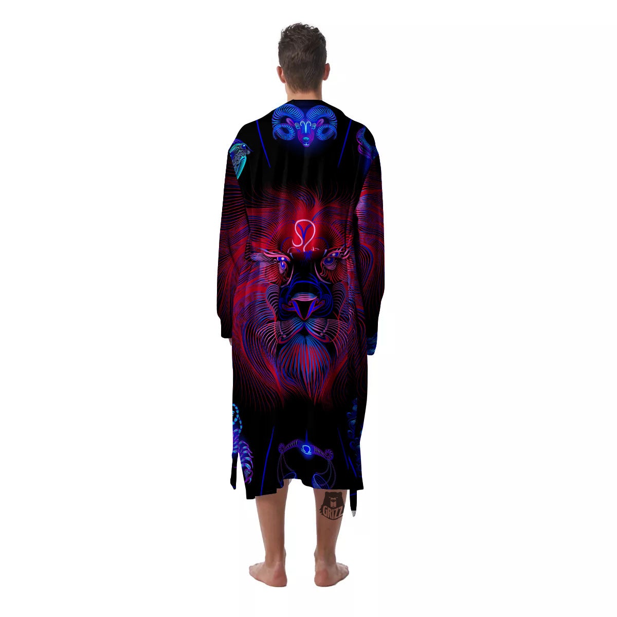 Astrological Leo Signs Leo Print Men's Robe-grizzshop