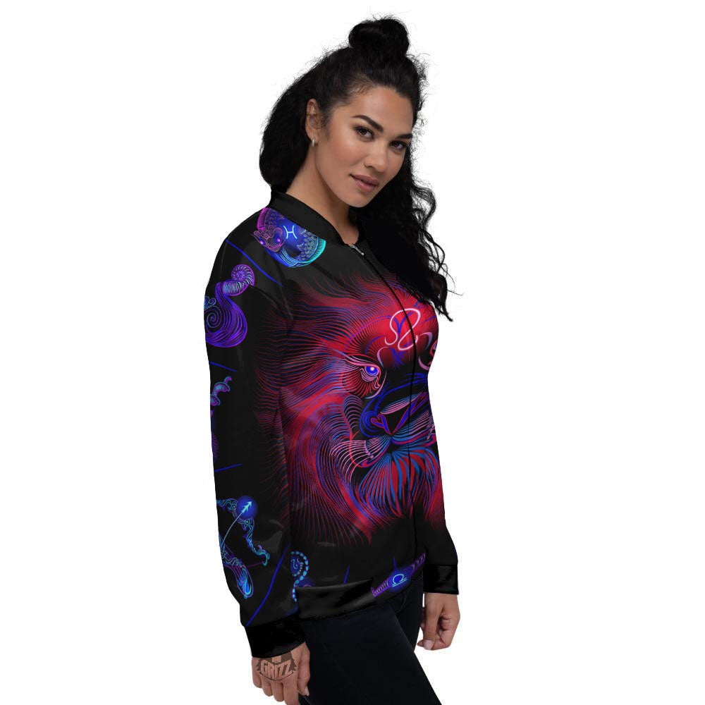 Astrological Leo Signs Leo Print Women's Bomber Jacket-grizzshop