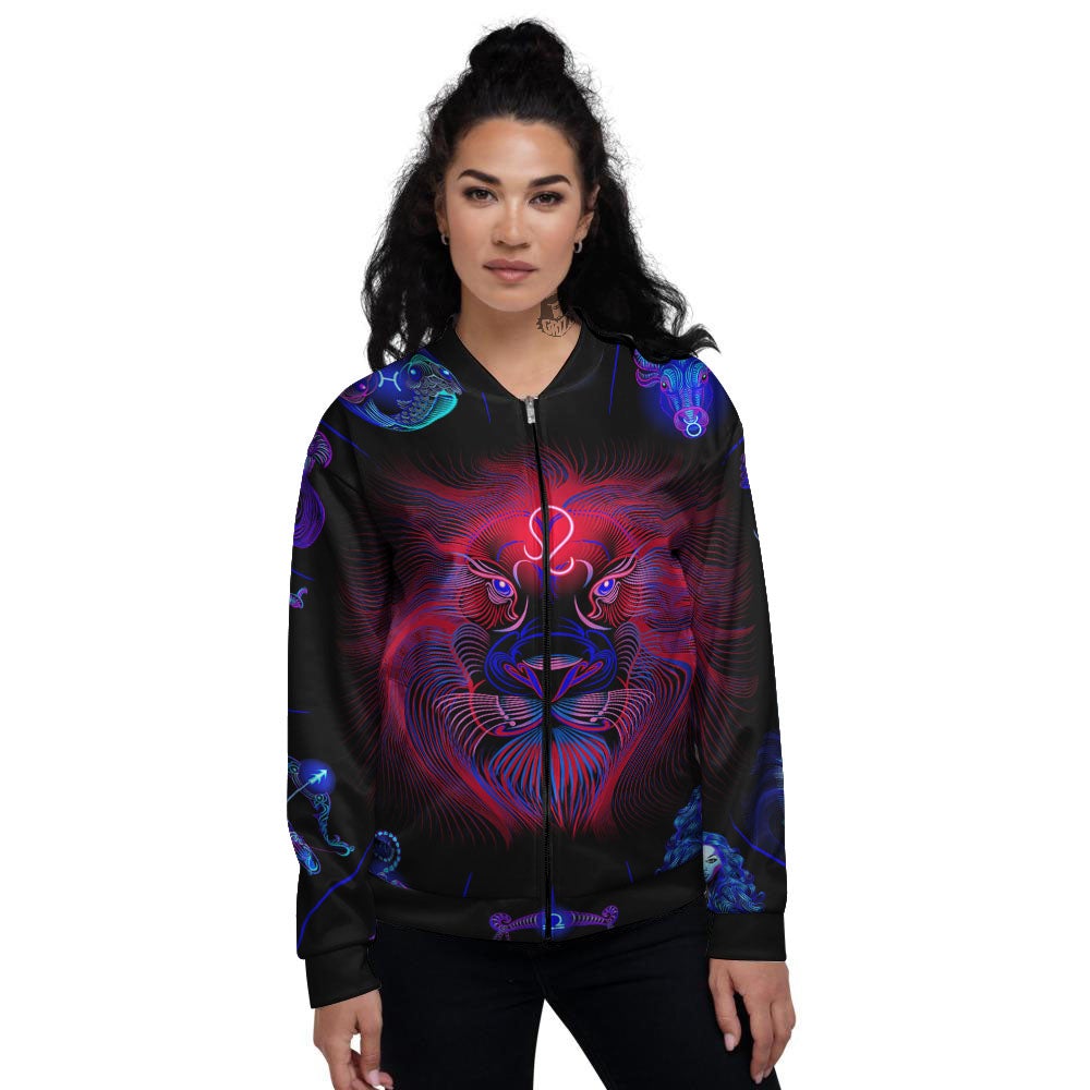Astrological Leo Signs Leo Print Women's Bomber Jacket-grizzshop