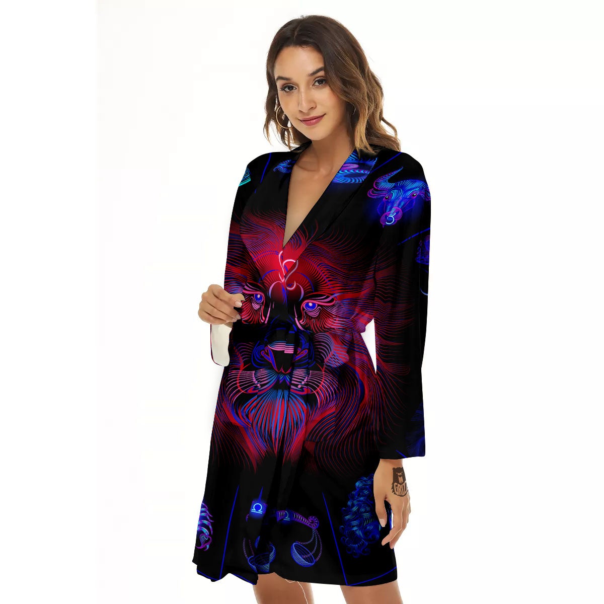 Astrological Leo Signs Leo Print Women's Robe-grizzshop