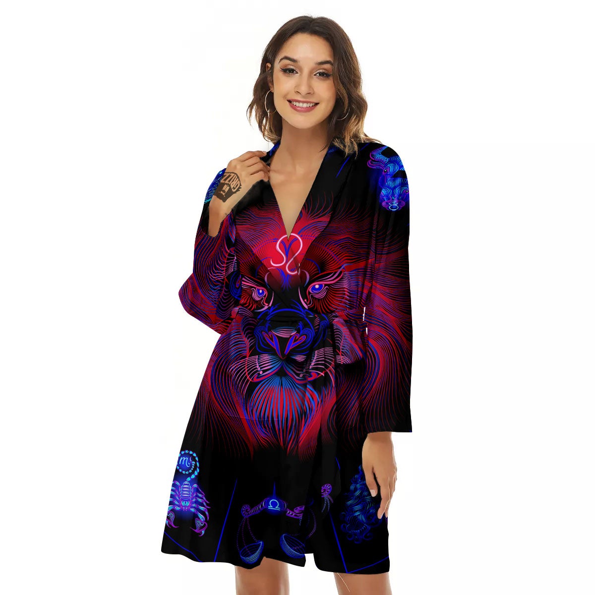 Astrological Leo Signs Leo Print Women's Robe-grizzshop