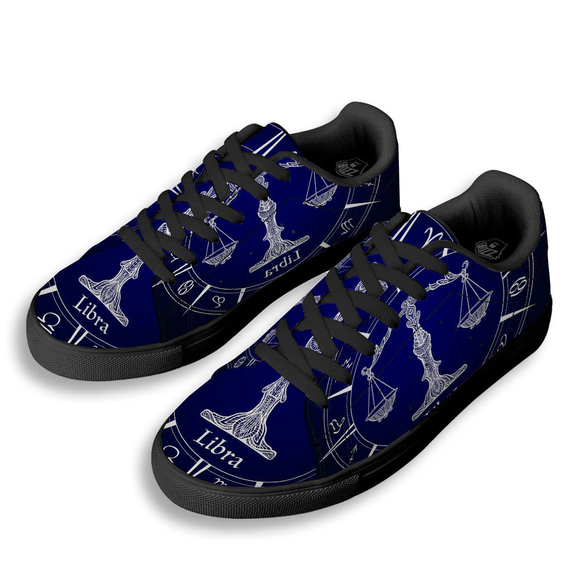 Astrological Libra Signs Libra Print Black Low Top Sneakers-grizzshop