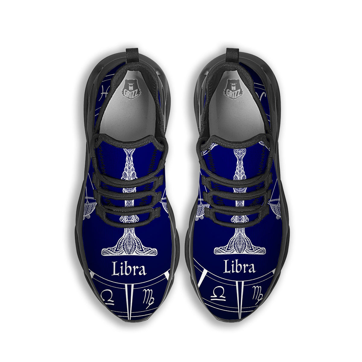Astrological Libra Signs Libra Print Black Running Shoes-grizzshop