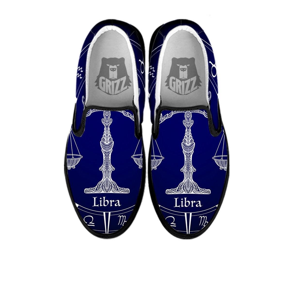 Astrological Libra Signs Libra Print Black Slip On Shoes-grizzshop