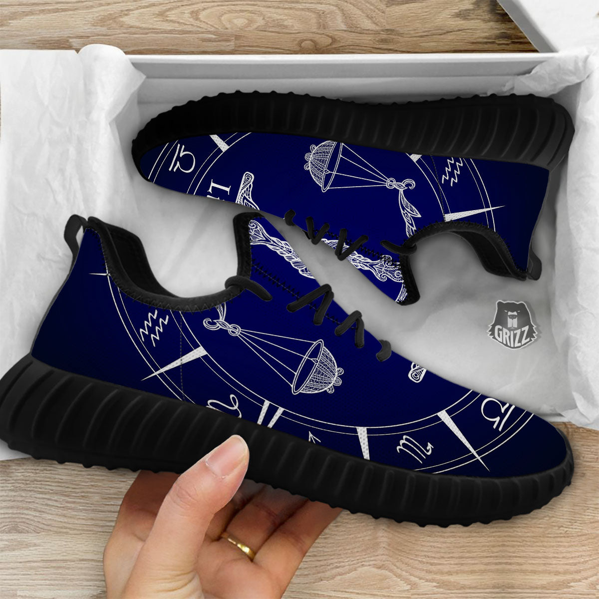 Astrological Libra Signs Libra Print Black Walking Shoes-grizzshop
