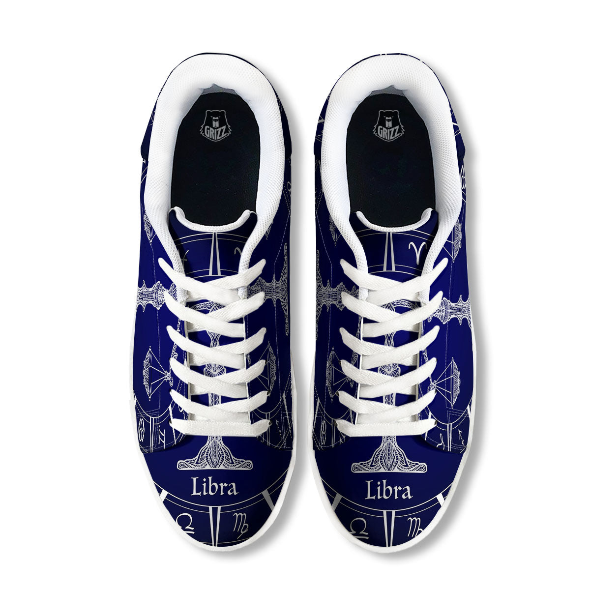 Astrological Libra Signs Libra Print White Low Top Sneakers-grizzshop