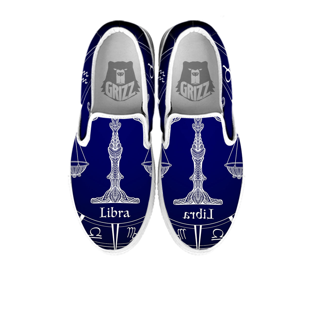 Astrological Libra Signs Libra Print White Slip On Shoes-grizzshop