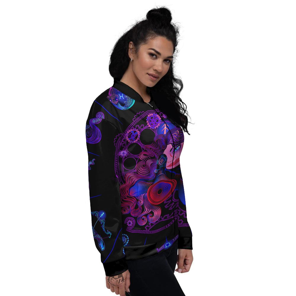Astrological Signs And Sagittarius Print Women's Bomber Jacket-grizzshop