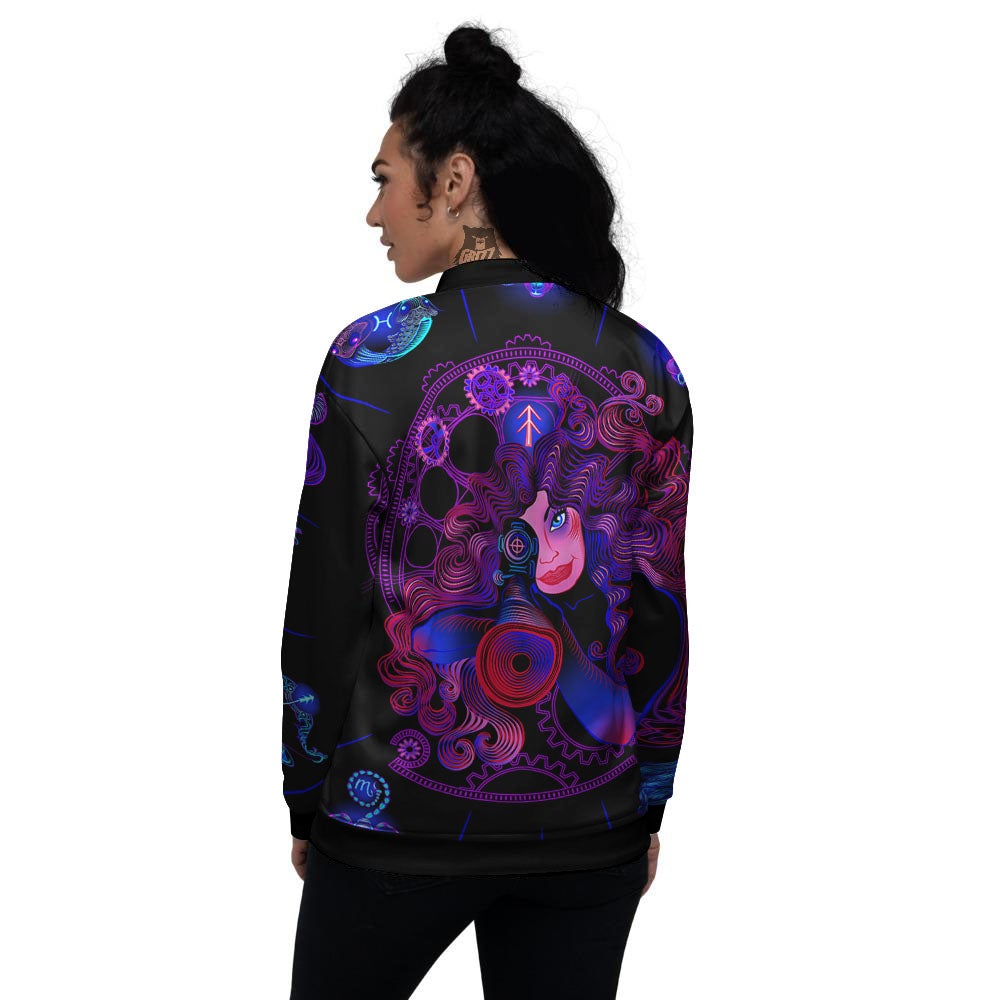 Astrological Signs And Sagittarius Print Women's Bomber Jacket-grizzshop