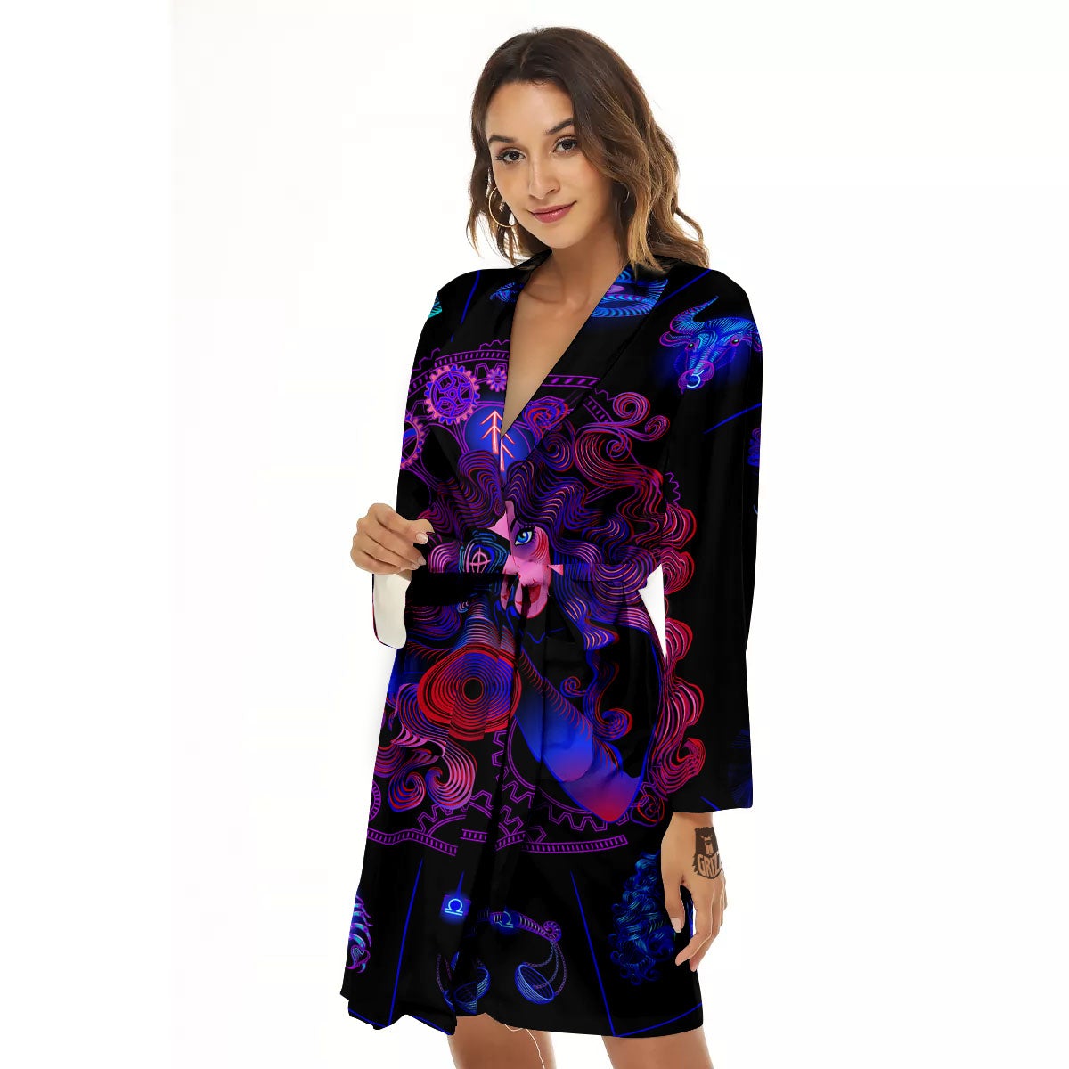 Astrological Signs And Sagittarius Print Women's Robe-grizzshop