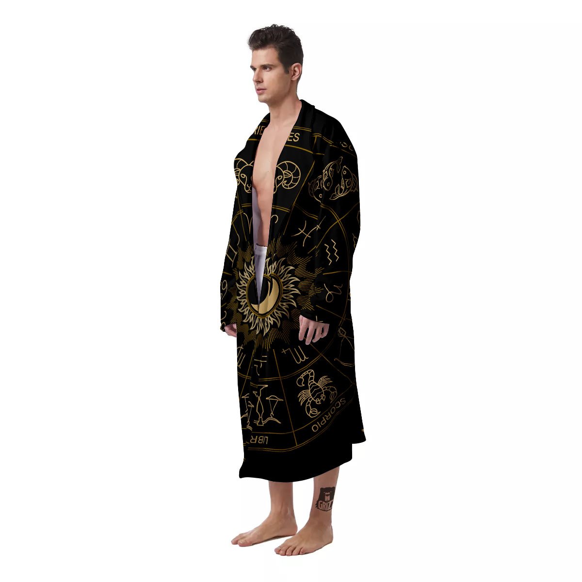 Astrology Zodiac Signs Print Men's Robe-grizzshop