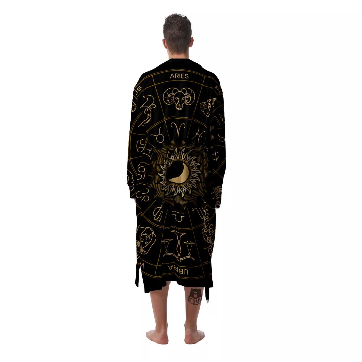 Astrology Zodiac Signs Print Men's Robe-grizzshop