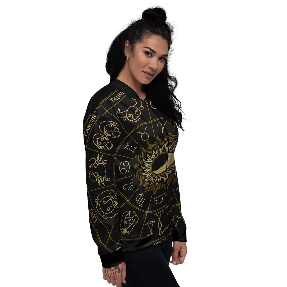 Astrology Zodiac Signs Print Women's Bomber Jacket-grizzshop