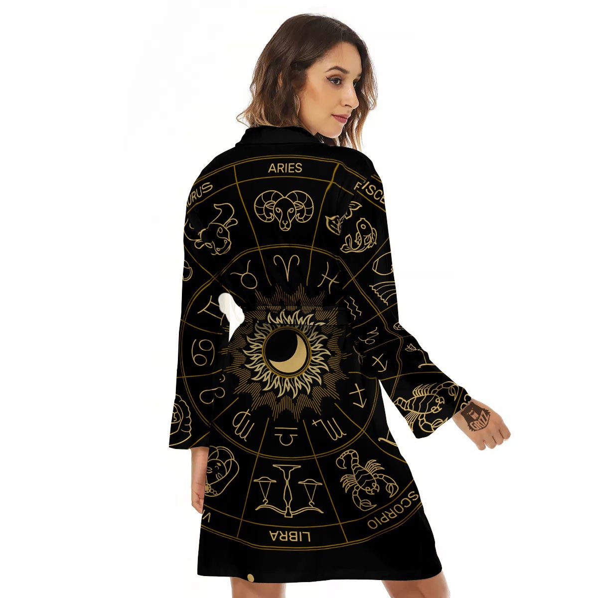 Astrology Zodiac Signs Print Women's Robe-grizzshop