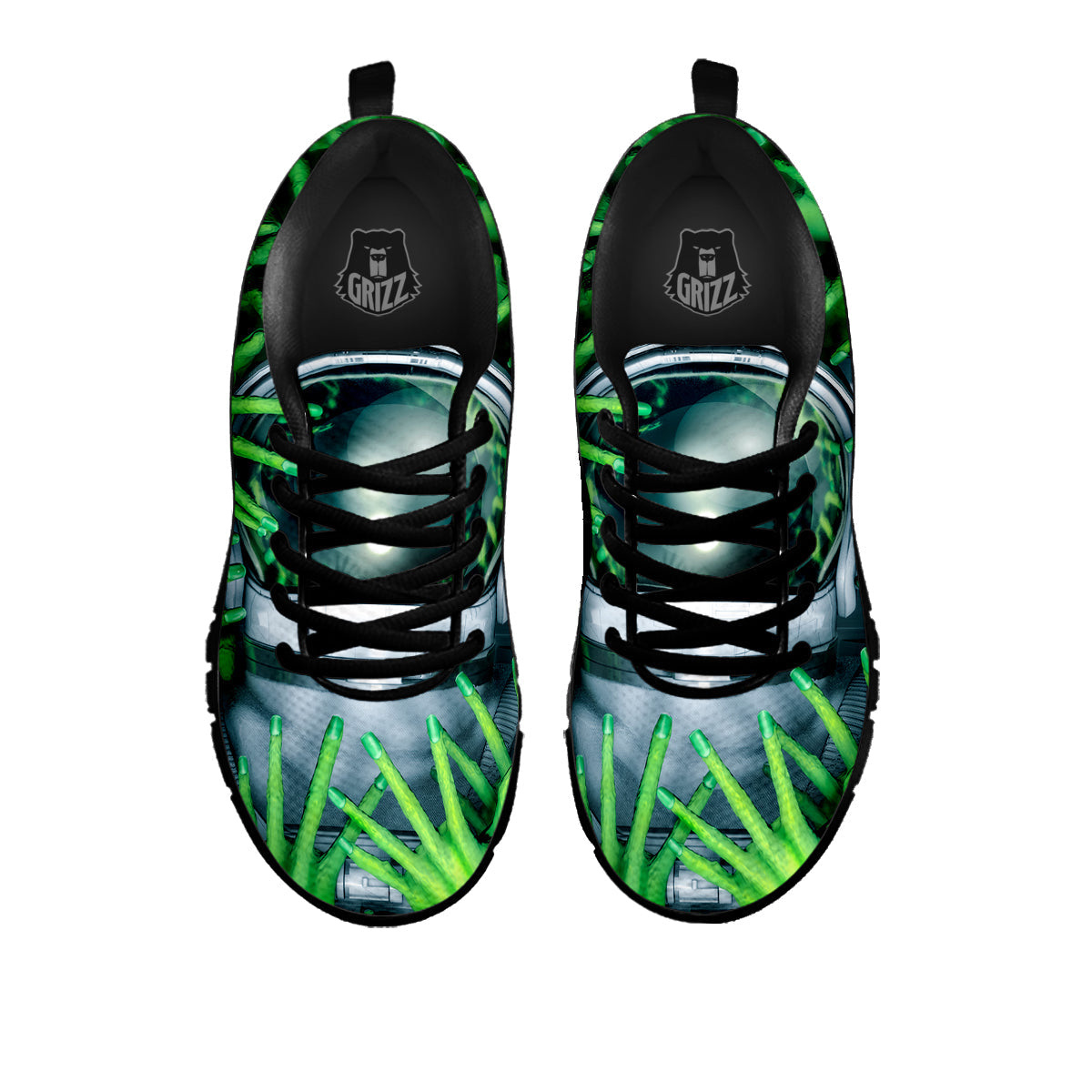 Astronaut And Alien Sci Fi Print Black Sneaker-grizzshop