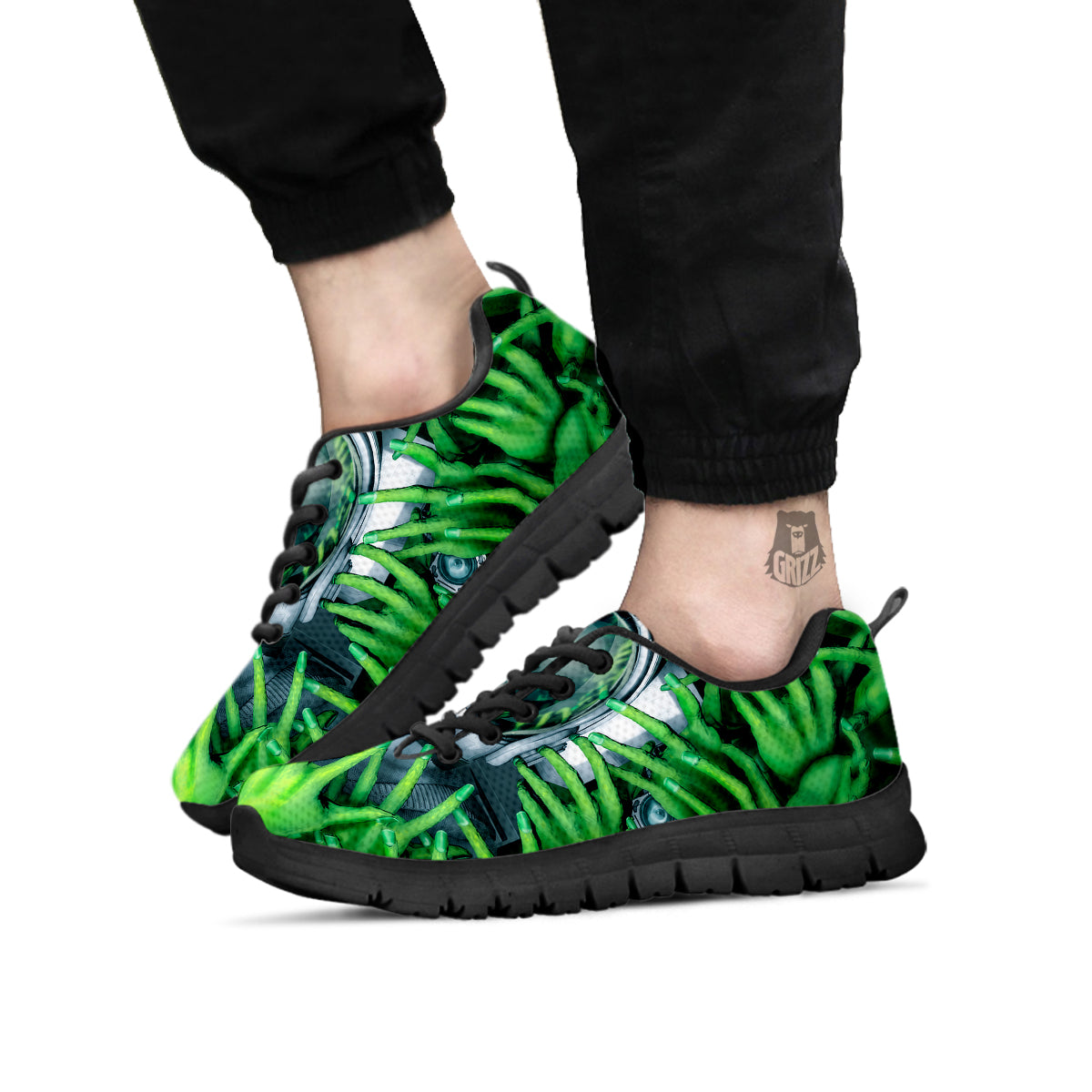 Astronaut And Alien Sci Fi Print Black Sneaker-grizzshop