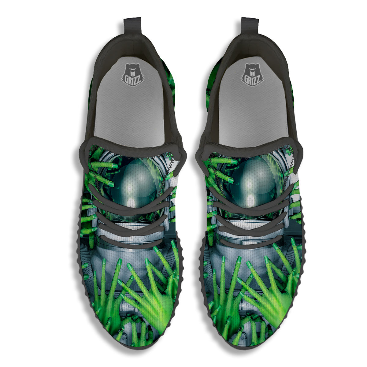 Astronaut And Alien Sci Fi Print Black Walking Shoes-grizzshop