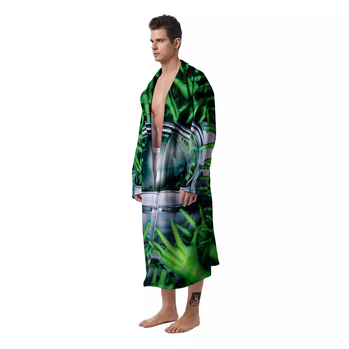Astronaut And Alien Sci Fi Print Men's Robe-grizzshop