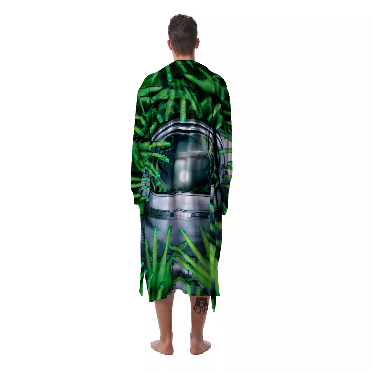 Astronaut And Alien Sci Fi Print Men's Robe-grizzshop