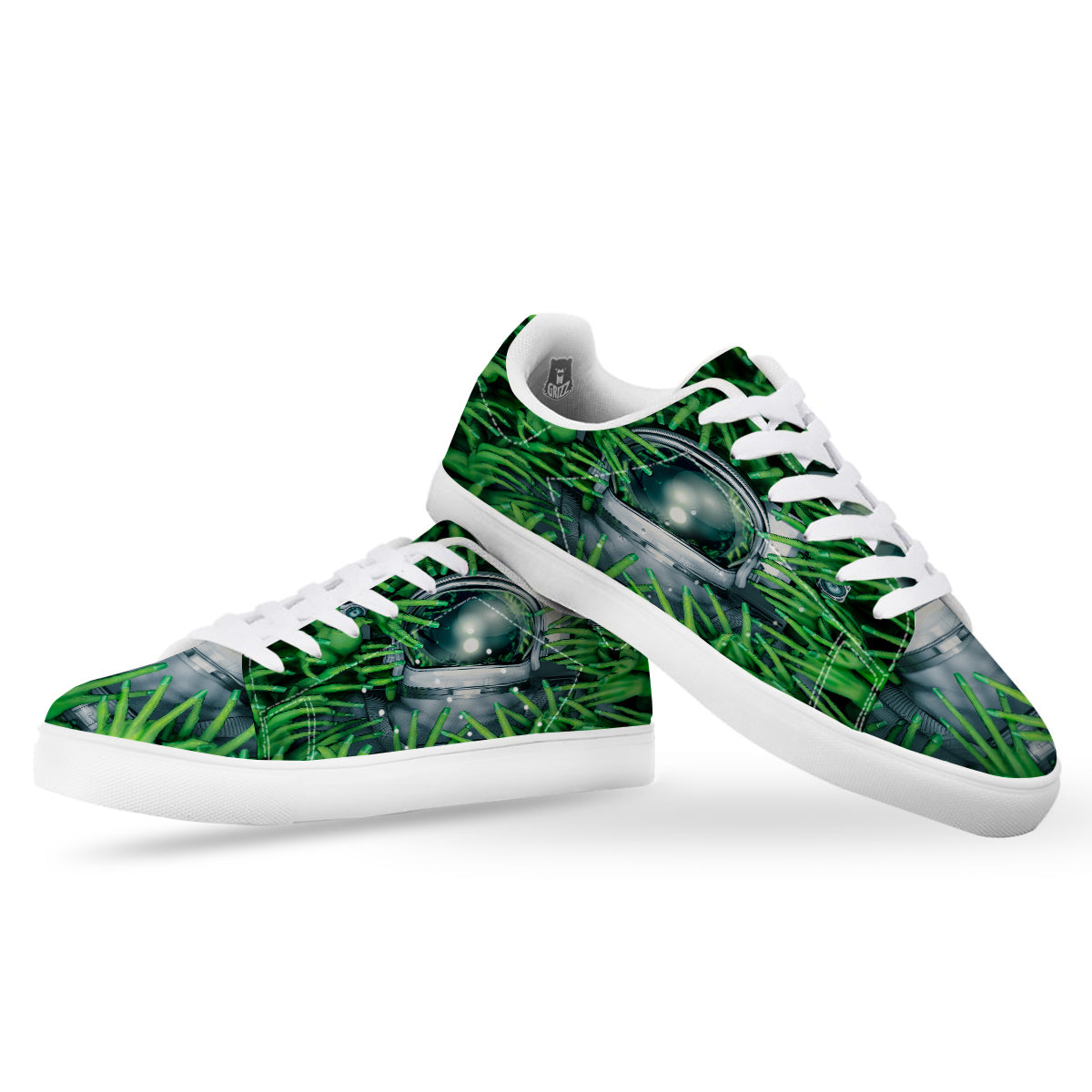Astronaut And Alien Sci Fi Print White Low Top Sneakers-grizzshop