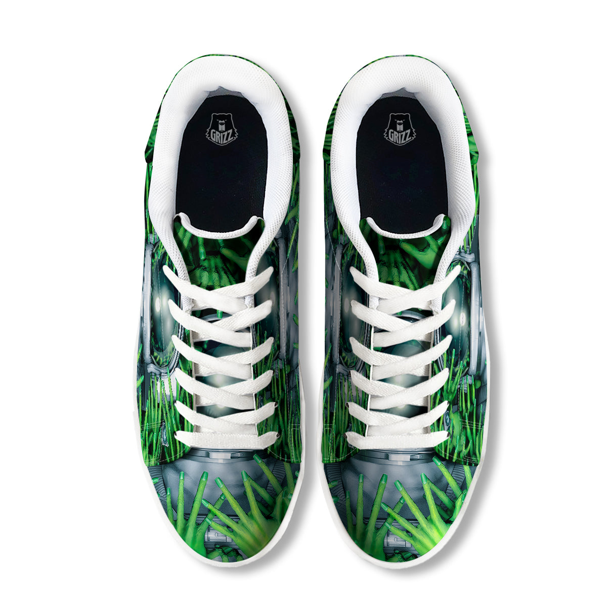 Astronaut And Alien Sci Fi Print White Low Top Sneakers-grizzshop