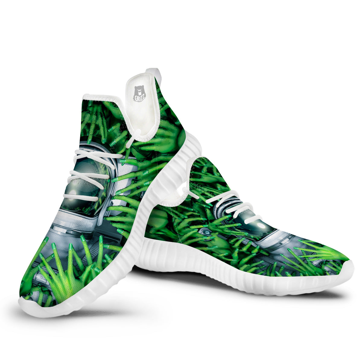 Astronaut And Alien Sci Fi Print White Walking Shoes-grizzshop