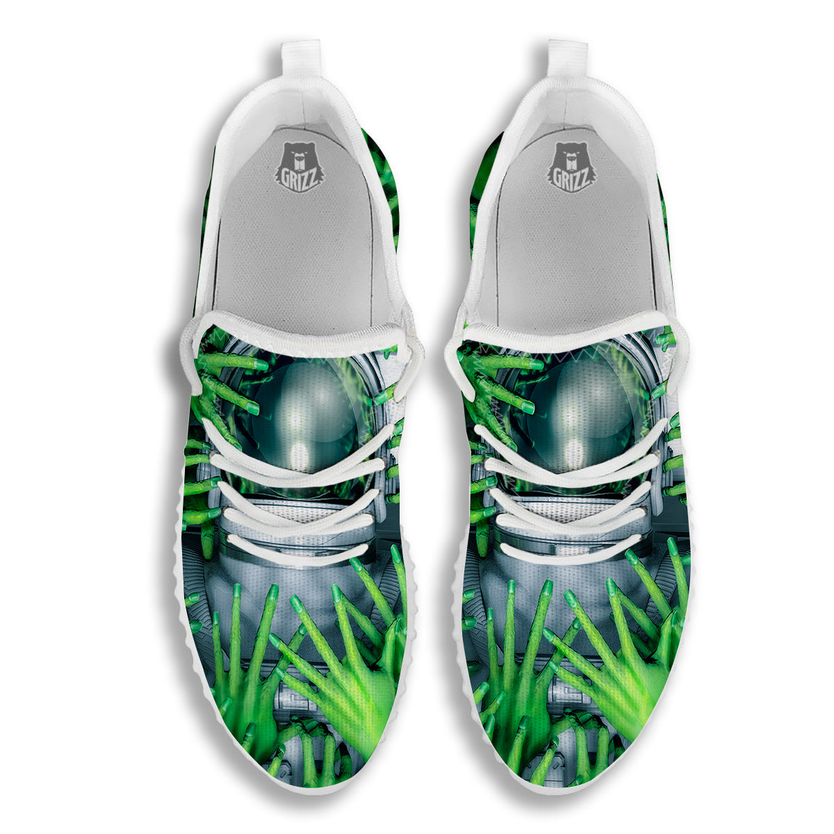 Astronaut And Alien Sci Fi Print White Walking Shoes-grizzshop