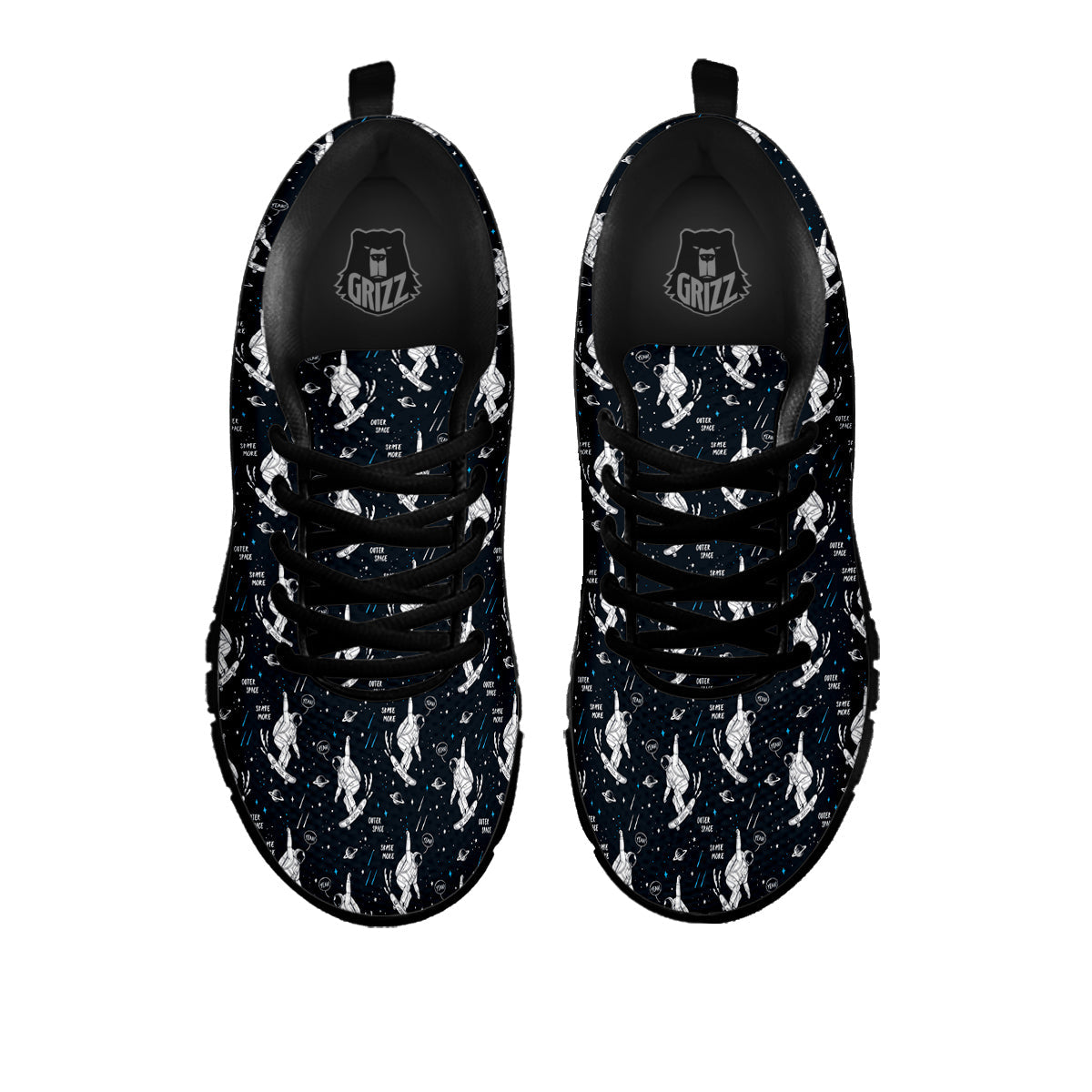 Astronaut Cute Print Pattern Black Sneaker-grizzshop