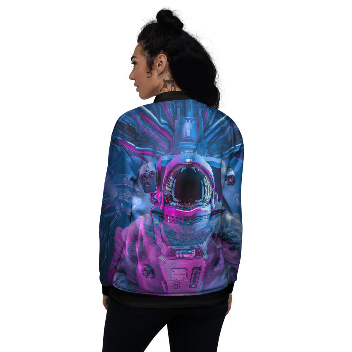 Astronaut Futuristic Print Women's Bomber Jacket-grizzshop
