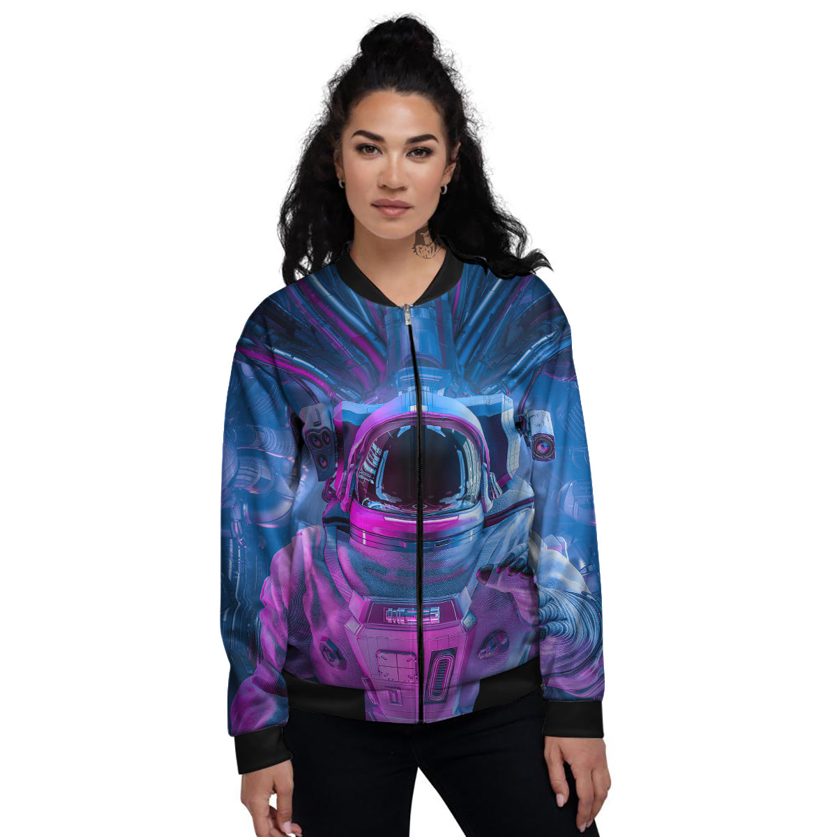 Astronaut Futuristic Print Women's Bomber Jacket-grizzshop
