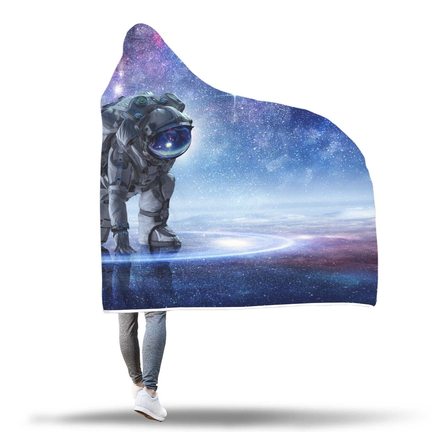 Astronaut Galaxy Space Print Hooded Blanket-grizzshop