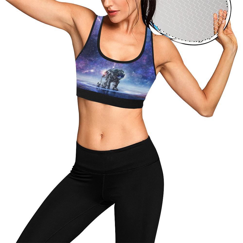 Astronaut Galaxy Space Print Women Sports Bra-grizzshop