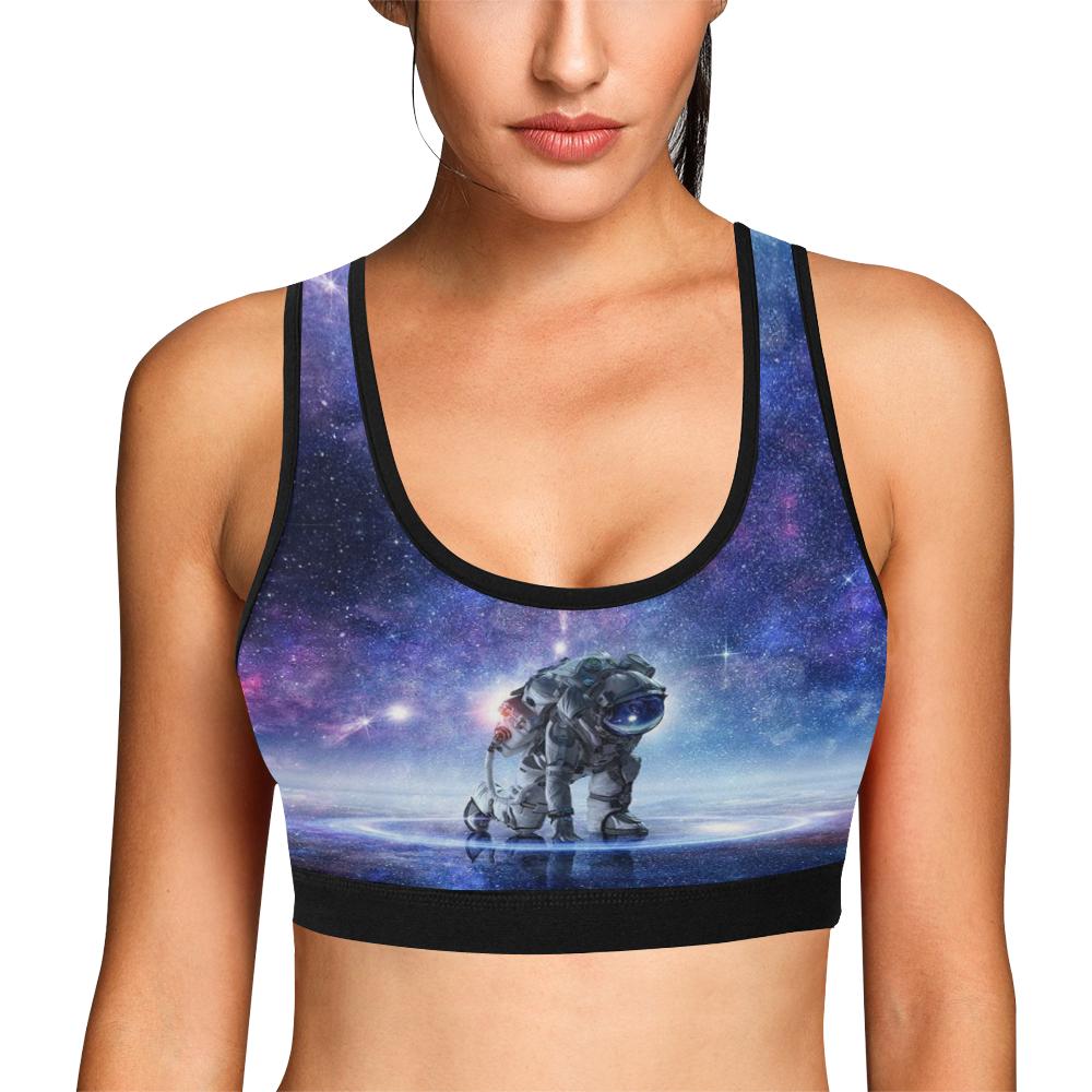 Astronaut Galaxy Space Print Women Sports Bra-grizzshop