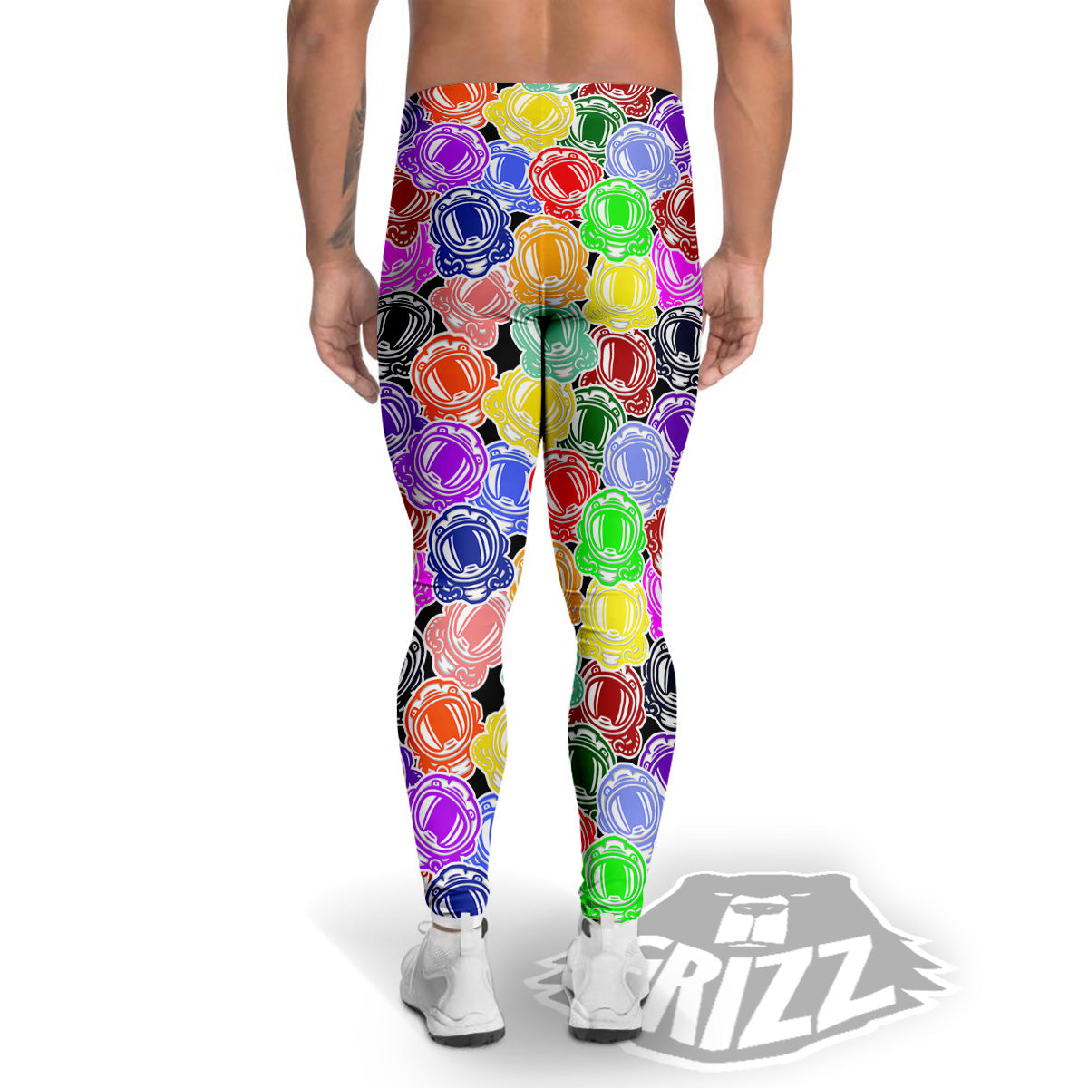 Astronaut Helmet Colorful Print Pattern Men's Leggings-grizzshop